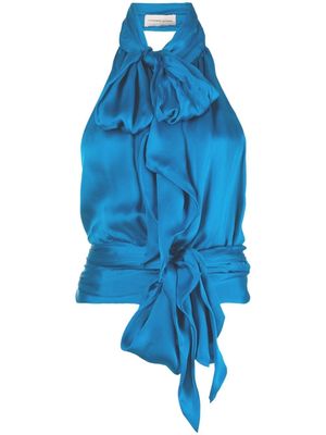 Alexandre Vauthier wrap-detail halterneck blouse - Blue