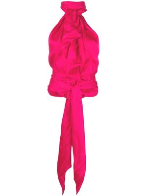 Alexandre Vauthier wrap-detail halterneck blouse - Pink