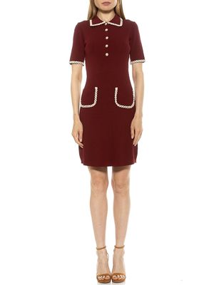 Alexia Admor Women's Piper Short Sleeve Shift Knit Dress W/ Piping in Burgundy