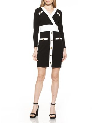 Alexia Admor Women's Xena Long Sleeve Contrast Dress in Black/White
