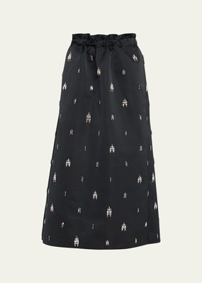 Alexia Jewel-Embellished Satin Midi Skirt