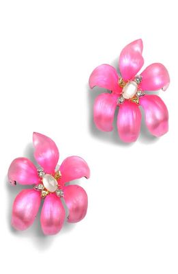 Alexis Bittar Lily Lucite Flower Earrings in Magic Magenta