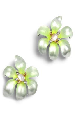 Alexis Bittar Lily Lucite Flower Earrings in Sunkissed White