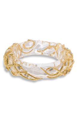 Alexis Bittar Liquid Vine Lucite Hinge Bracelet in Gold/Clear
