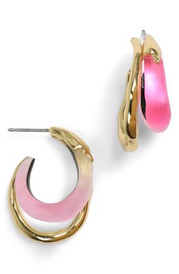 Alexis Bittar Lucite Molten Double Hoop Earrings in Neon Pink
