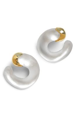 Alexis Bittar Lucite® Molten Frontal Hoop Earrings in White/Gold