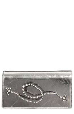 Alexis Bittar Punk Royale Crystal Side Handle Leather Clutch in Pewter