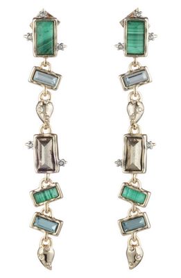 Alexis Bittar Retro Gold Collection Long Multi Stone Earrings in Green/Gold