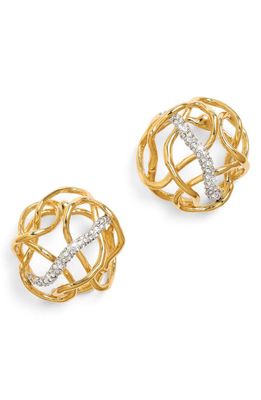 Alexis Bittar Solanales Crystal Button Drop Earrings in Gold