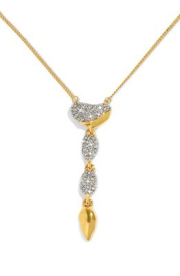 Alexis Bittar Solanales Crystal Pavé Pebble Y-Necklace in Gold Crystals