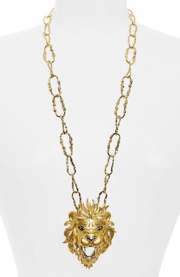 Alexis Bittar Valor Lion Large Pendant Necklace in Crystals