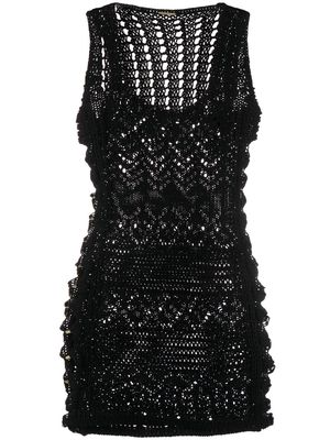 Alexis crochet-knit mini dress - Black