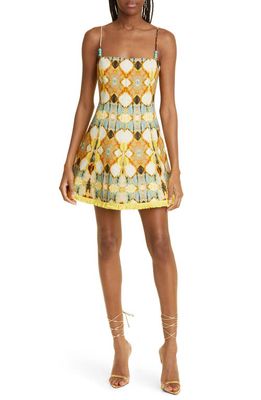ALEXIS Cruz Linen Blend Fit & Flare Minidress in Stained Glass