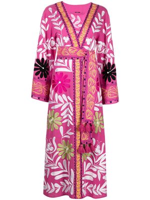 Alexis Dalie floral-embroidered robe - Pink