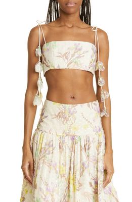 ALEXIS Evy Clip Dot Crop Top in Floral Embroidered