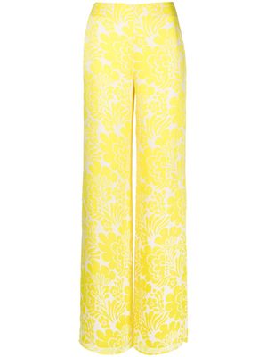 Alexis floral-print wide-leg trousers - Yellow