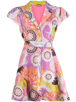 Alexis graphic-print flared dress - Pink