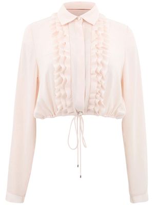 Alexis Pierce ruffle-trimmed cropped shirt - Pink