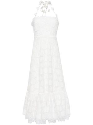 Alexis Villanelle embroidered haltnerneck dress - White