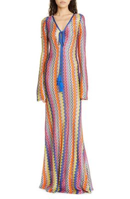 ALEXIS Zoey Chevron Stripe Long Sleeve Maxi Dress in Sunrise