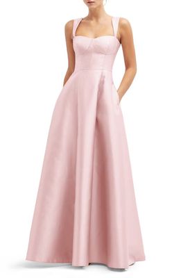 Alfred Sung Bustier Tie Back Gown in Ballet Pink