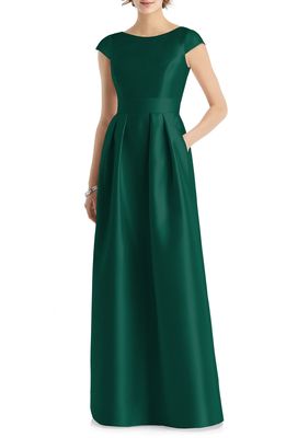 Alfred Sung Cap Sleeve A-Line Gown in Hunter