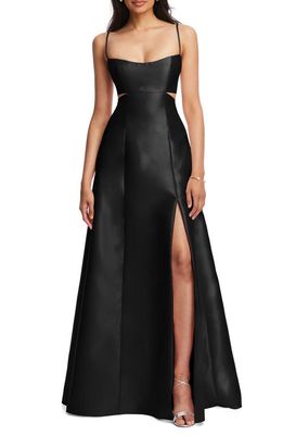 Alfred Sung Cutout Satin Gown in Black