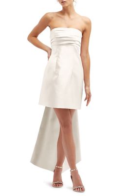Alfred Sung Oversize Bow Back Strapless Minidress in Ivory