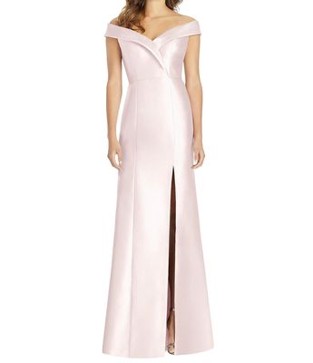 Alfred Sung Women's Off-the-Shoulder Cuff Trumpet Gown in Blush