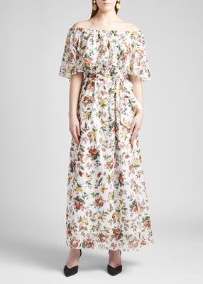 Algarve Floral-Print Off-the-Shoulder Maxi Dress