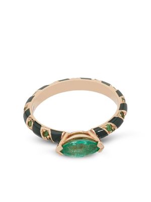 Alice Cicolini 14kt yellow gold Memphis Candy emerald cocktail ring - Black