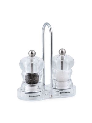Alice Salt and Pepper Mill Set with Tray - Clear - Clear