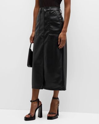 Alice Straight Faux-Leather Utility Skirt