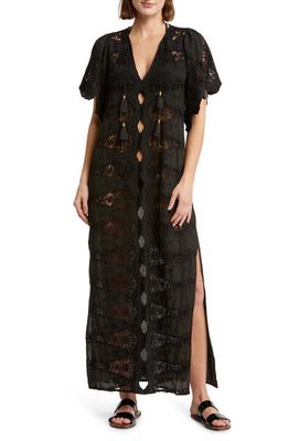 ALICIA BELL Angel Lace Cover-Up Kaftan in Black Eyelet