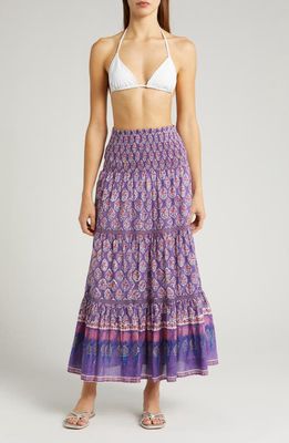 ALICIA BELL Mandy Cover-Up Maxi Skirt in Purple Print