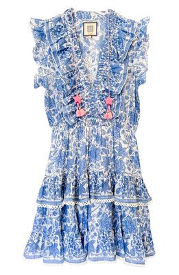 ALICIA BELL Rainey Floral Cotton & Silk Cover-Up Minidress in Blue Floral