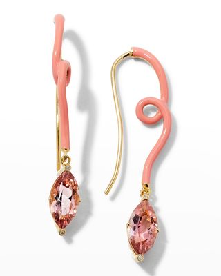 Alicia Earrings with Pink Tourmaline and Enamel