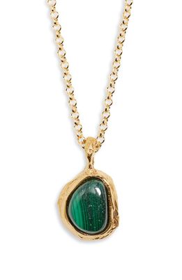 Alighieri The Droplet of the Mountain Malachite Pendant Necklace in 24 Gold