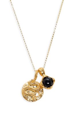 Alighieri The Medusa and the Shield Onyx Double Pendant Necklace in Gold