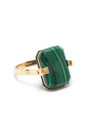 Aliita 9kt yellow gold Deco Sandwich malachite and agate ring