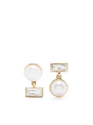 Aliita 9kt yellow gold Perla Baguette pearl and amethyst earrings