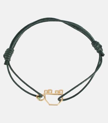 Aliita Turtle 9kt gold cord bracelet with emerald