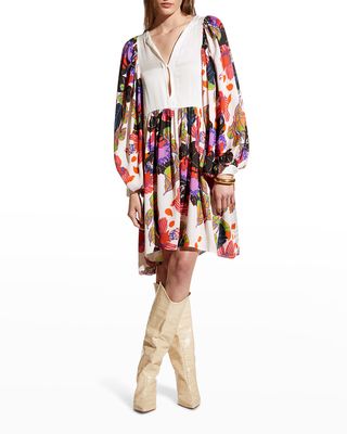 Alison Keyhole Floral-Print Dress