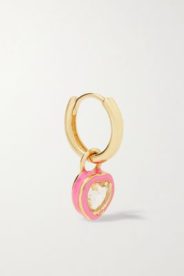 Alison Lou - Heart Cocktail 14-karat Gold, Topaz And Enamel Single Hoop Earring - one size