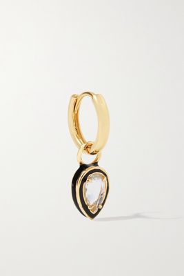 Alison Lou - Pear Cocktail 14-karat Gold, Topaz And Enamel Single Hoop Earring - one size