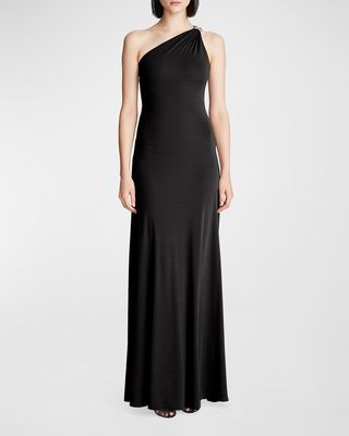 Alison One-Shoulder Jersey Gown