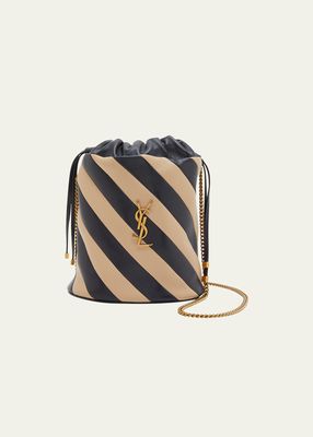 Alix Bicolor Stripe Leather Bucket Bag