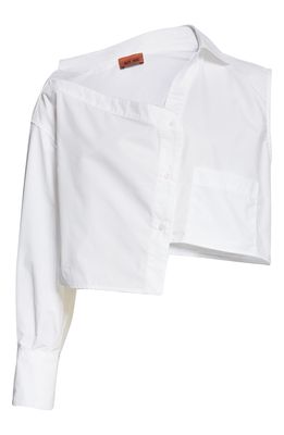 ALIX NYC Carver Asymmetric Cotton Crop Shirt in White