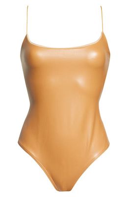 ALIX NYC Hirst Faux Leather Bodysuit in Sable