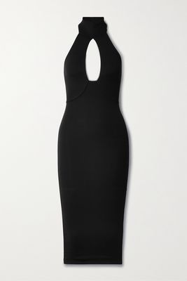 Alix NYC - Milla Cutout Ribbed Stretch-modal Jersey Halterneck Dress - Black